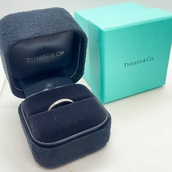 Tiffany & Co Platinum Diamond Channel 2mm Half Circle Wedding Band Size 4.75 - Picture 7 of 16